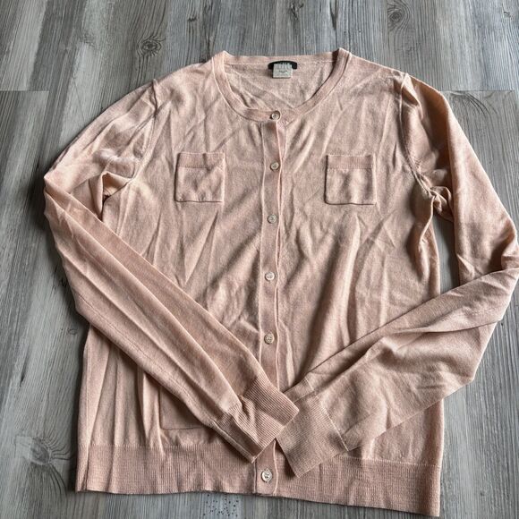 J. Crew 100% Merino Wool Button Up Cardigan Sweater Peach Color Size Small - Picture 10 of 10